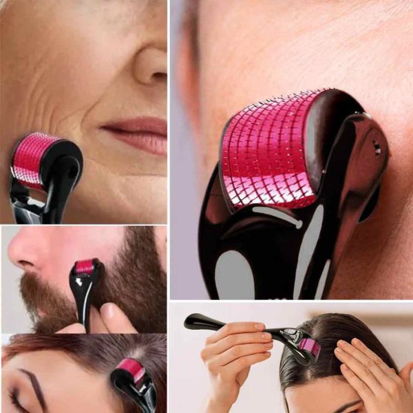 Pack Of 2 Derma Roller Facial & Hair Therapy Microneedle Hair Regrowth Beard Growth Anti Hair Loss Treatment Thinning
