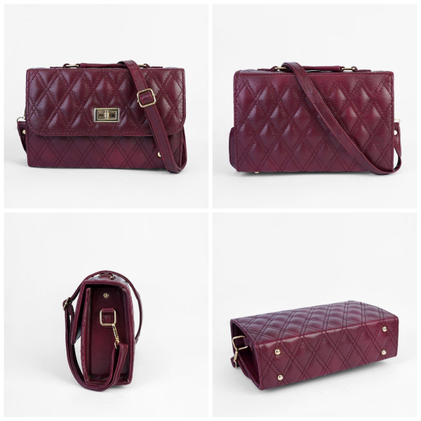 Elegant Women’s PU Leather Embroidered Shoulder Bag – Maroon