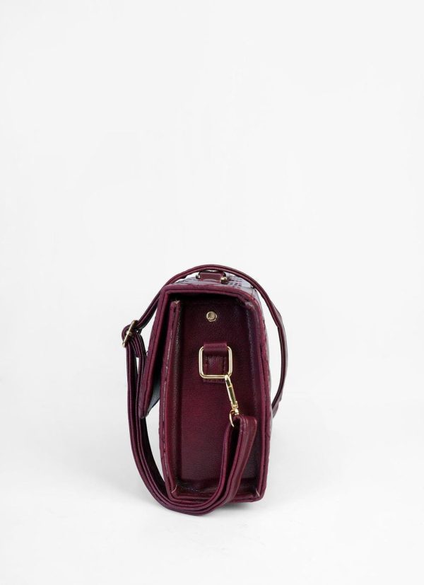 Elegant Women’s PU Leather Embroidered Shoulder Bag – Maroon