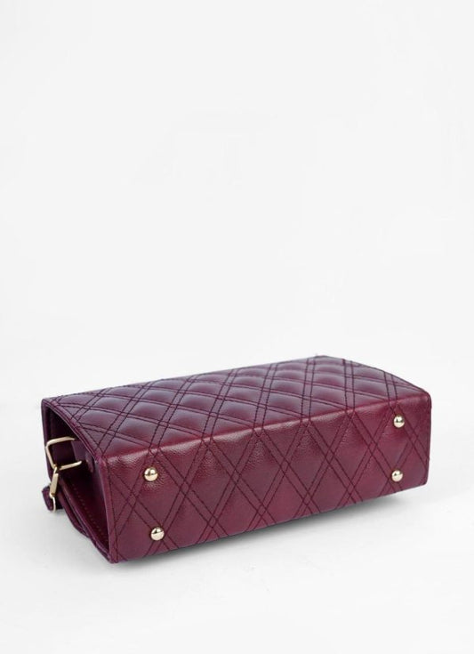Elegant Women’s PU Leather Embroidered Shoulder Bag – Maroon