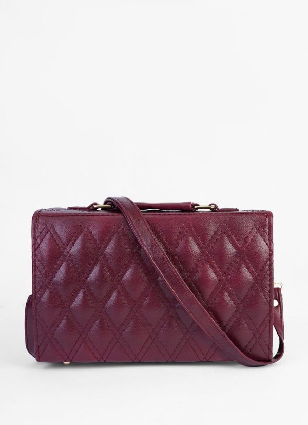 Elegant Women’s PU Leather Embroidered Shoulder Bag – Maroon